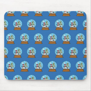 Tapis De Souris Globe de neige avec Snowman et Pine Tree