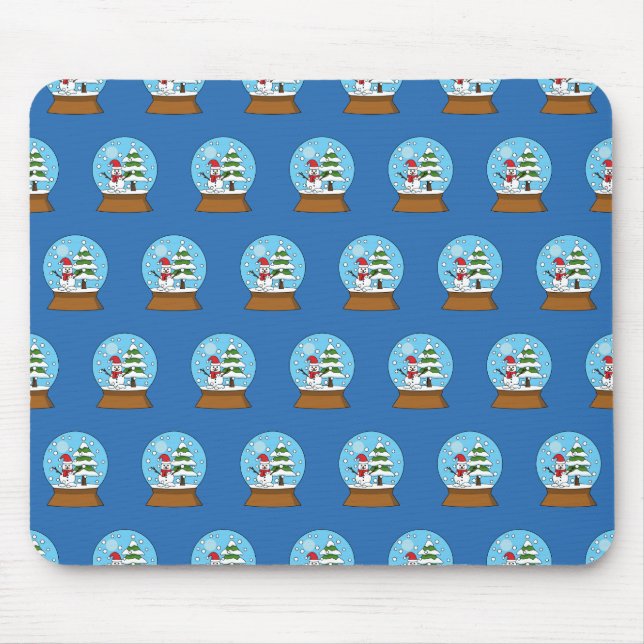 Tapis De Souris Globe de neige avec Snowman et Pine Tree (Devant)