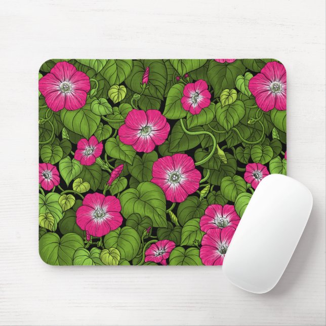 Tapis De Souris Gloire du matin en rose et vert (Avec souris)