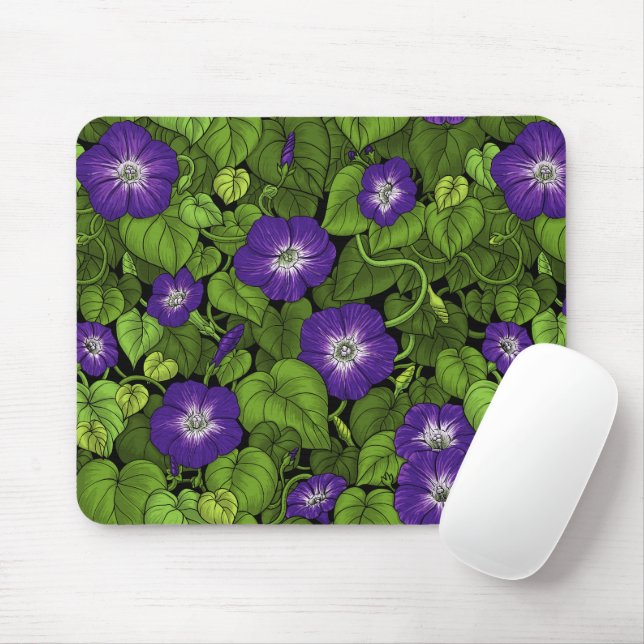 Tapis De Souris Gloire du matin en violet et vert (Avec souris)