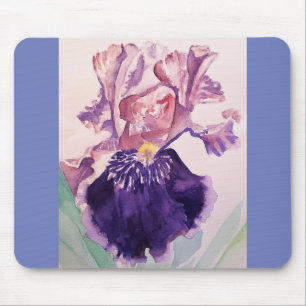Tapis De Souris Glorioues Purple Iris Aquarelle Peinture