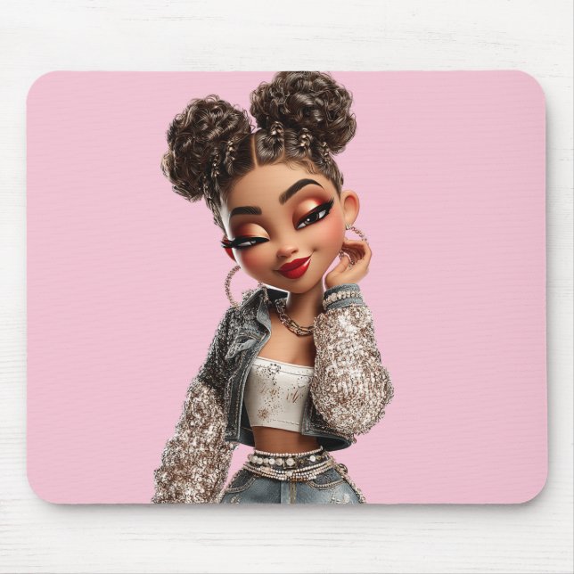 Tapis de souris Glow Getter | Glam Denim Pailleté (Devant)