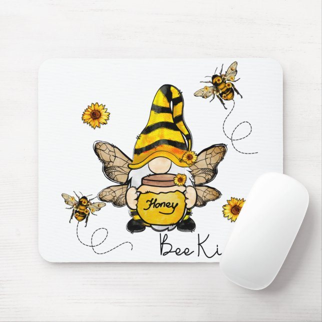 Tapis De Souris Gnome Bee Kind Tournesol Mousepad (Avec souris)