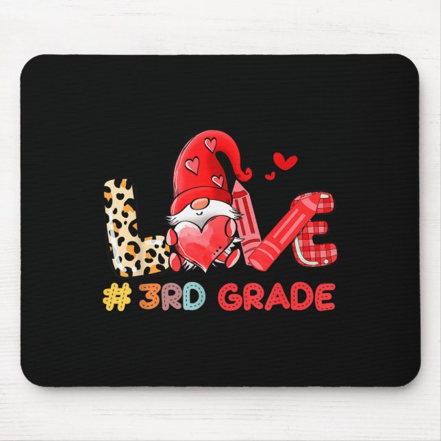 Tapis De Souris Gnome d'amour Enseignant de 3e année Léopard, thé  (Devant)