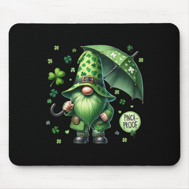 Tapis De Souris Gnome de la Saint-Patrick avec barbe verte Funny P (Devant)