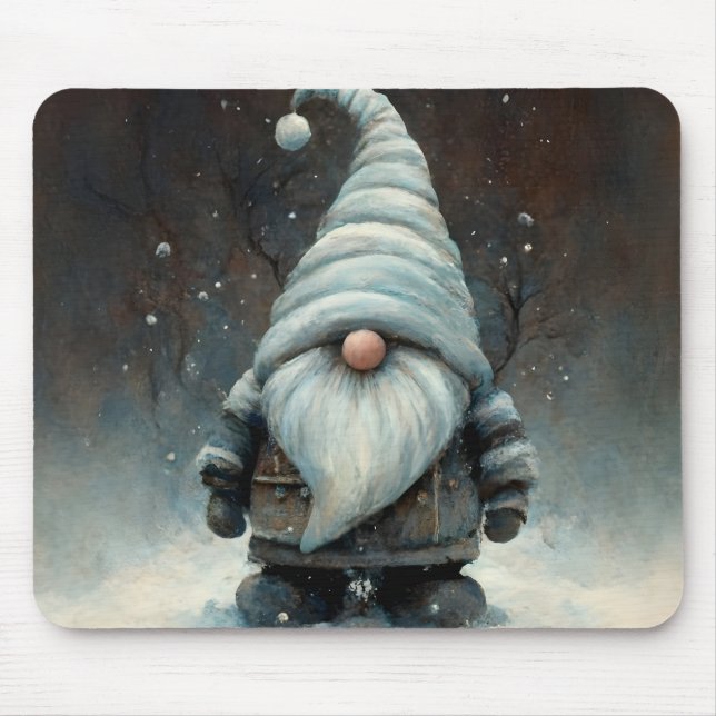 Tapis De Souris Gnome d'hiver dans une forêt de neige (Devant)