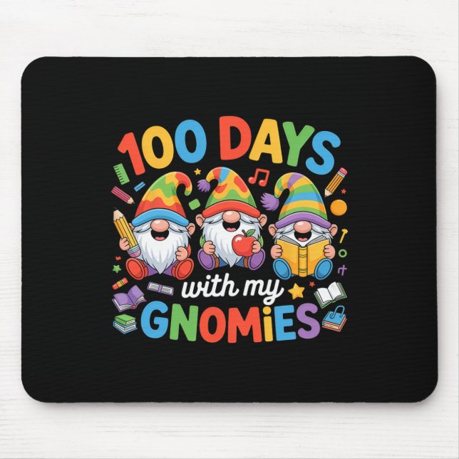 Tapis De Souris Gnome Enfants Enseignant 100 Jours D'école  (Devant)
