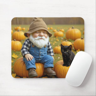 Tapis De Souris Gnome Farmer sur un Citrouille d'automne