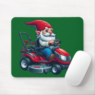 Tapis De Souris Gnome sur l'équitation tondeuse de pelouse avec pa