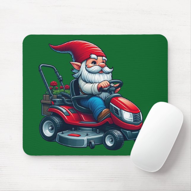 Tapis De Souris Gnome sur l'équitation tondeuse de pelouse avec pa (Avec souris)