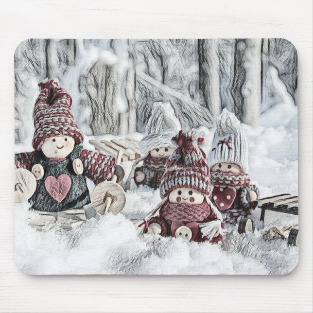Tapis De Souris Gnomes dans un paysage hivernal Souris (Devant)