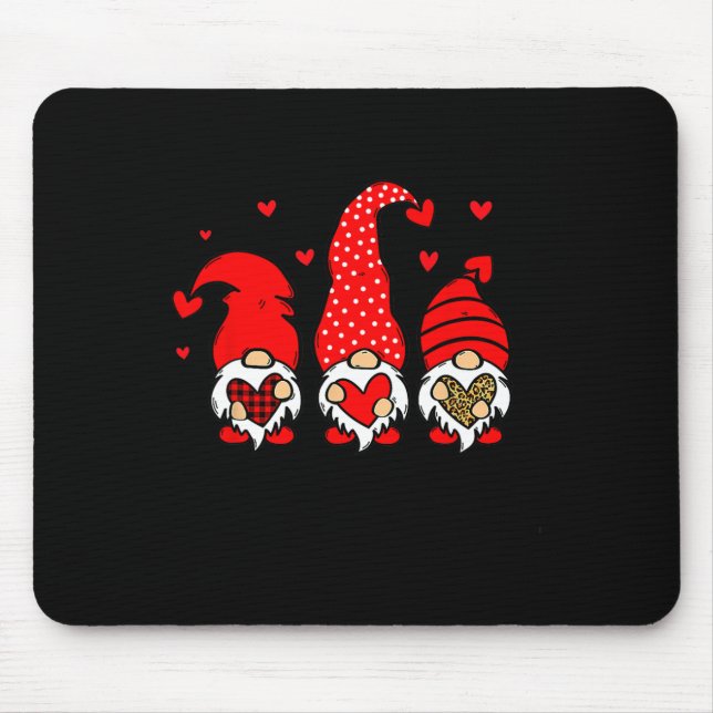 Tapis De Souris Gnomes de la Saint-Valentin tenant un léopard au c (Devant)