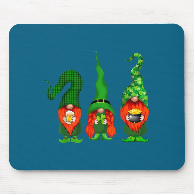 Tapis De Souris Gnomes Leprechaun St Patricks Day Beer Clover Iri- (Devant)