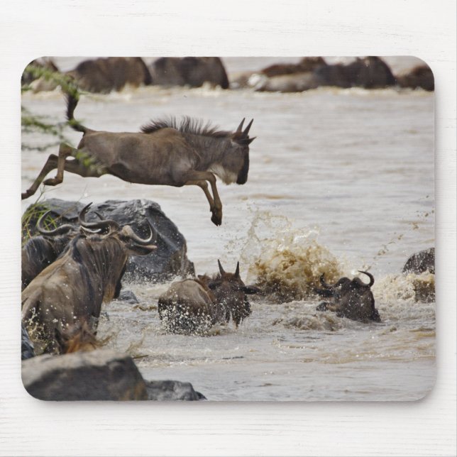 Tapis De Souris Gnou sautant dans la rivière Mara (Devant)