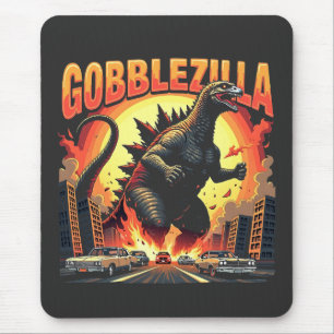 Tapis De Souris Gobblezilla Éffrayant Turquie Thanksgiving Gobble