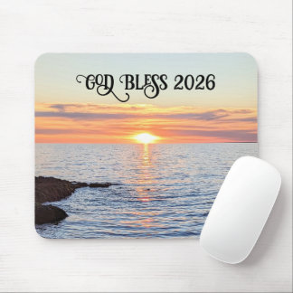 Tapis De Souris God Bless 2026 New Year Golden Sunset Photo