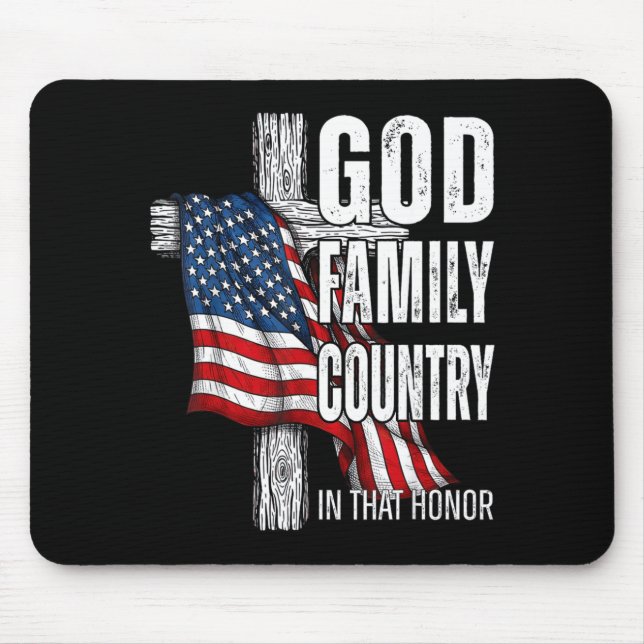Tapis De Souris God Family Country American Flag Christian Patriot (Devant)
