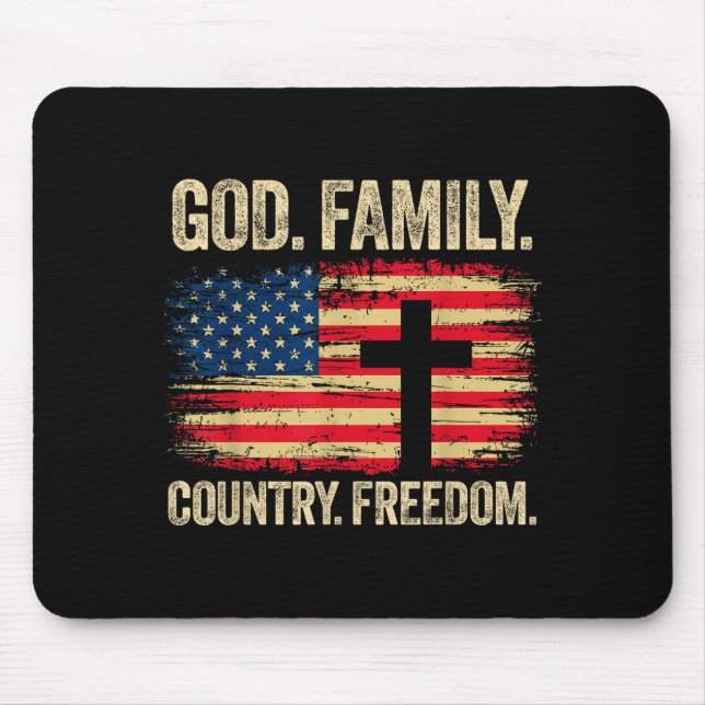 Tapis De Souris God Family Country Dom Usa Flag Cross  (Devant)