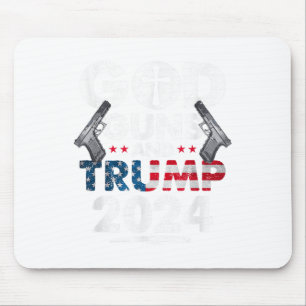 Tapis De Souris God Guns Et Trump 2024 États-Unis Drapeau Américai