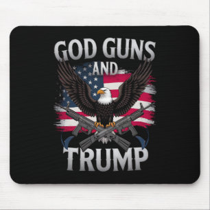 Tapis De Souris God Guns Et Trump Eagle Drapeau Américain Vintage