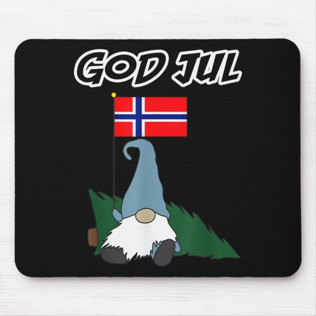 Tapis De Souris God Jul Norwegian Gnome Merry Christmas Norway Tee (Devant)