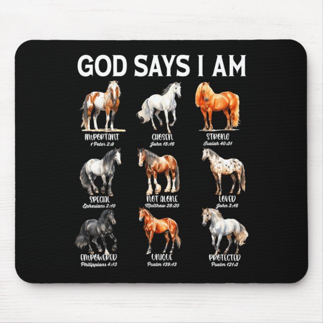 Tapis De Souris God Says I Am Horse Christian Girl Teen Boy Bible  (Devant)