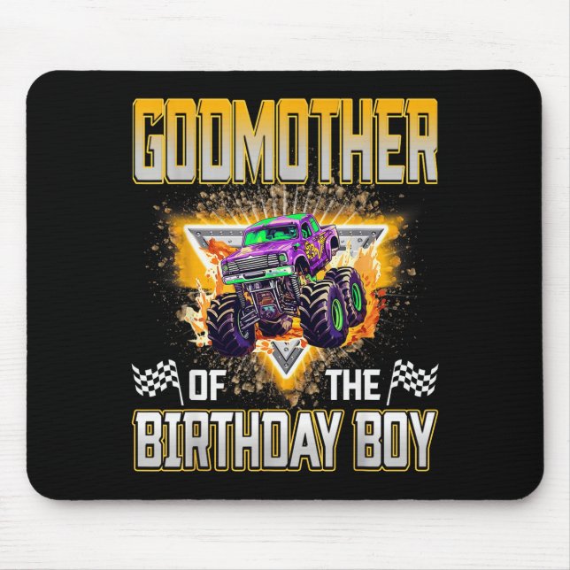 Tapis De Souris Godmother Of The Birthday Boy Monster Truck Birthd (Devant)