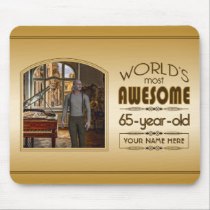 Tapis De Souris Gold 65th Birthday Meilleur cadre photo personnali