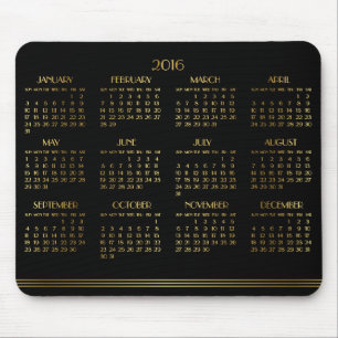 Tapis De Souris Gold Black Art Déco Calendrier annuel 2016 Mousepa