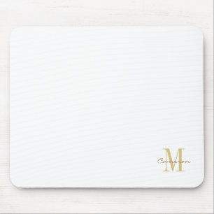 Tapis De Souris Gold blanc initial et nom personnalisé