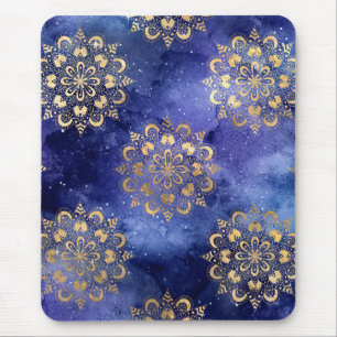 Tapis De Souris Gold & Blue Galaxy Dharma Mandala Motif