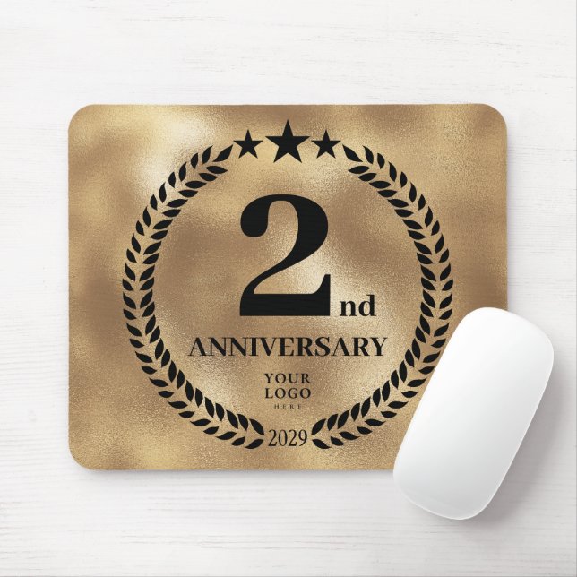 Tapis De Souris Gold Business 2e anniversaire Mousepad (Avec souris)