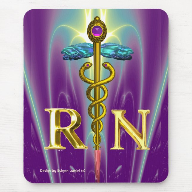 Tapis De Souris GOLD CADUCEUS SYMBOLE INFIRMIÈRE ENREGISTRÉ Purple (Devant)