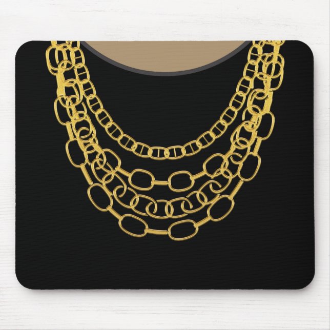 Tapis De Souris Gold Chains Black Hip hop Danse fête d'anniversair (Devant)