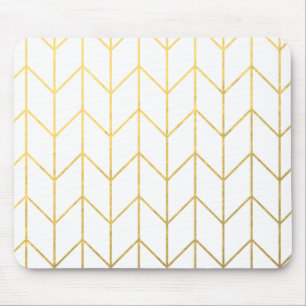 Tapis De Souris Gold Chevron White Arrière - plan Modern Chic