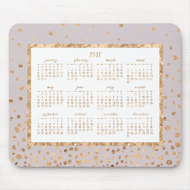 Tapis De Souris Gold Confetti Annuel 2017 Calendrier Pads Souris R (Devant)