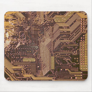 Tapis De Souris Gold Cyber Circuit Board Tech Art Electronique