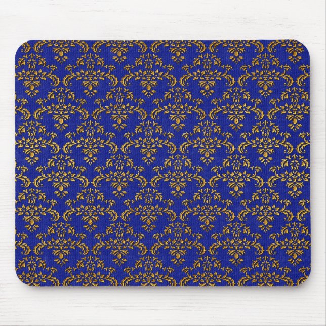 Tapis De Souris Gold et Blue Damask (Devant)