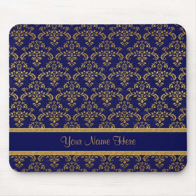 Tapis De Souris Gold et Blue Damask (Devant)
