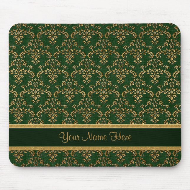 Tapis De Souris Gold et Green Damask (Devant)