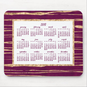 Tapis De Souris Gold Foil Calendrier annuel 2017 Magenta Mouse Pad