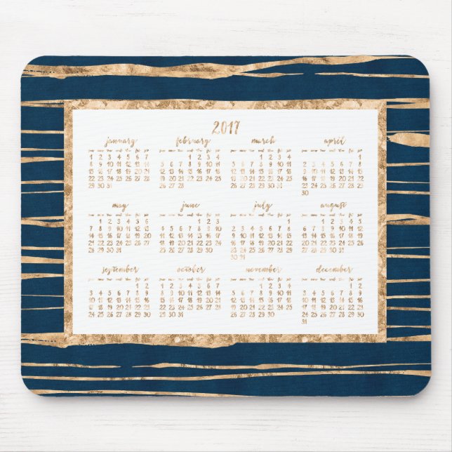 Tapis De Souris Gold Foil Calendrier annuel 2017 Mouse Pads bleu (Devant)
