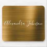 Tapis De Souris Gold Foil élégant moderne luxe<br><div class="desc">Faux Gold Metallic Foil Girly Office Business Mousepad avec typographie en lettres blanches pour la signature monographique. Le pavé de souris Monogrammé Signature Gold Faux Foil peut être customisé avec votre nom. Veuillez contacter le concepteur pour customiser les articles correspondants.</div>