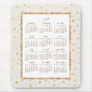 Tapis De Souris Gold Foil Stars Calendar 2017 Mouse Pads Cream