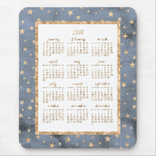 Tapis De Souris Gold Foil Stars Calendrier annuel 2017 Mouse Pads