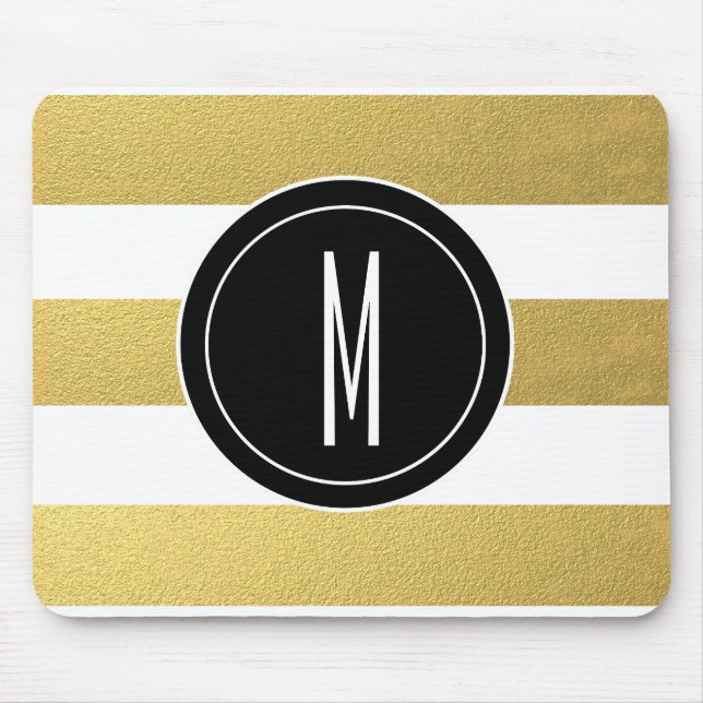 TAPIS DE SOURIS GOLD FOIL STRIPES | MONOGRAM NOIR (Devant)