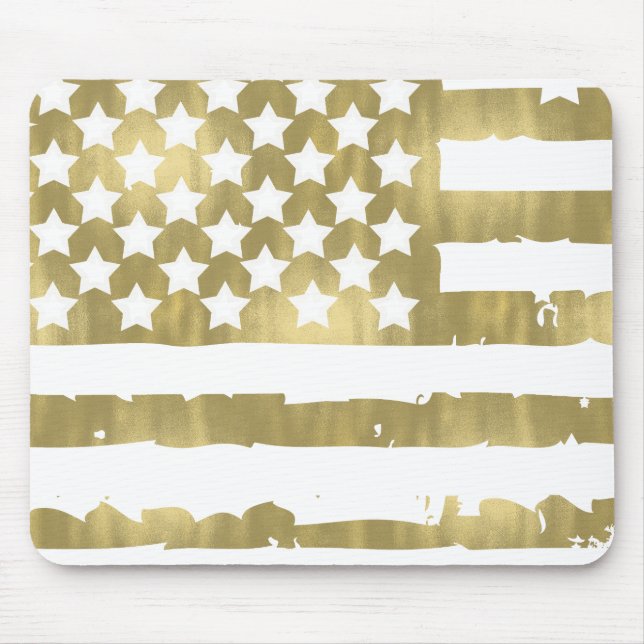 Tapis De Souris Gold Glam Abstrait USA Drapeau (Devant)