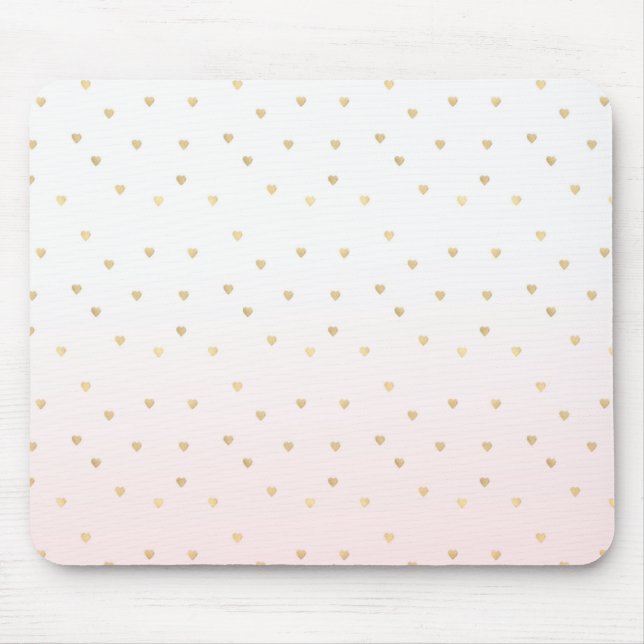 Tapis De Souris Gold Hearts Blush Pink Ombre (Devant)