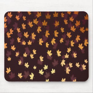Tapis De Souris Gold Maple Leaf on dark red