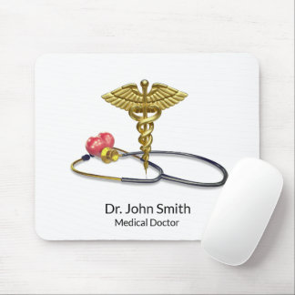 Tapis De Souris Gold Medical Stethoscope & Caduceus with Heart